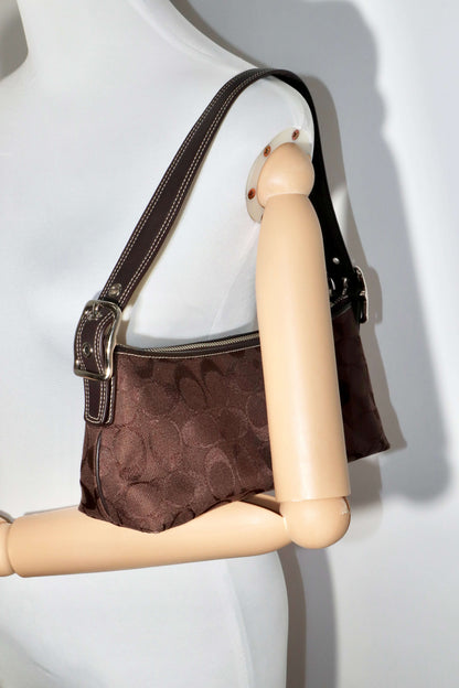 Vintage Coach Chocolate Brown Baguette Demi Shoulder Bag