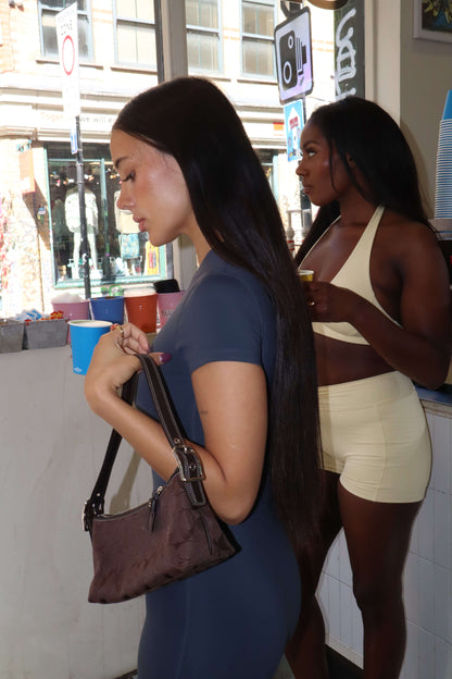 Vintage Coach Chocolate Brown Baguette Demi Shoulder Bag