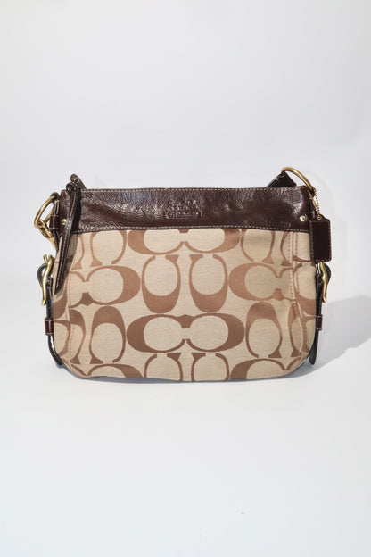 Vintage Coach Zoe Shoulder Bag in Signature Canvas with Brown Leather Trim - 12674
