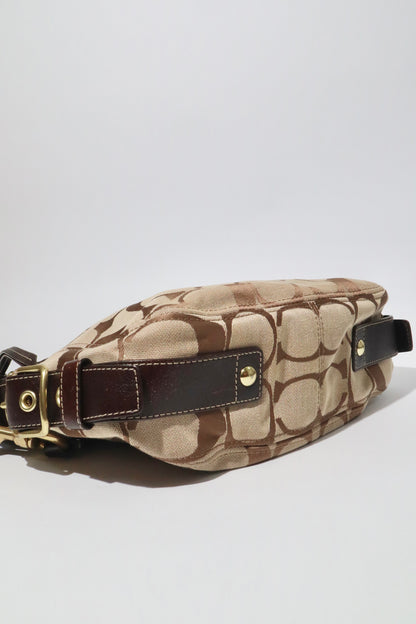 Vintage Coach Zoe Shoulder Bag in Signature Canvas with Brown Leather Trim - 12674