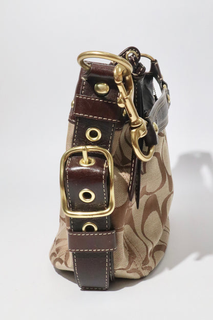 Vintage Coach Zoe Shoulder Bag in Signature Canvas with Brown Leather Trim - 12674