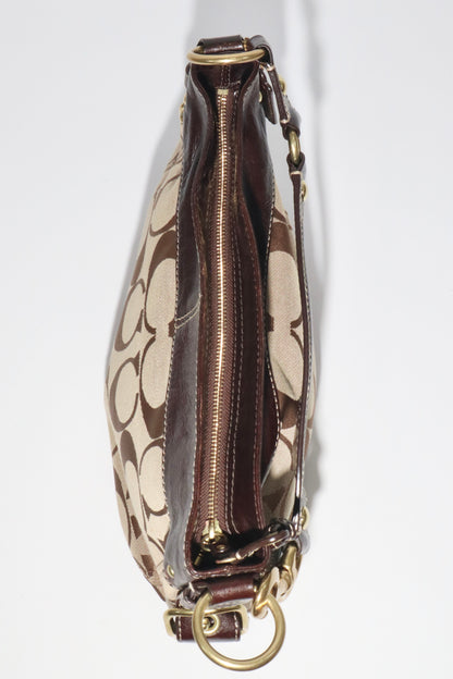 Vintage Coach Zoe Shoulder Bag in Signature Canvas with Brown Leather Trim - 12674