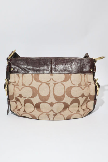 Vintage Coach Zoe Shoulder Bag in Signature Canvas with Brown Leather Trim - 12674