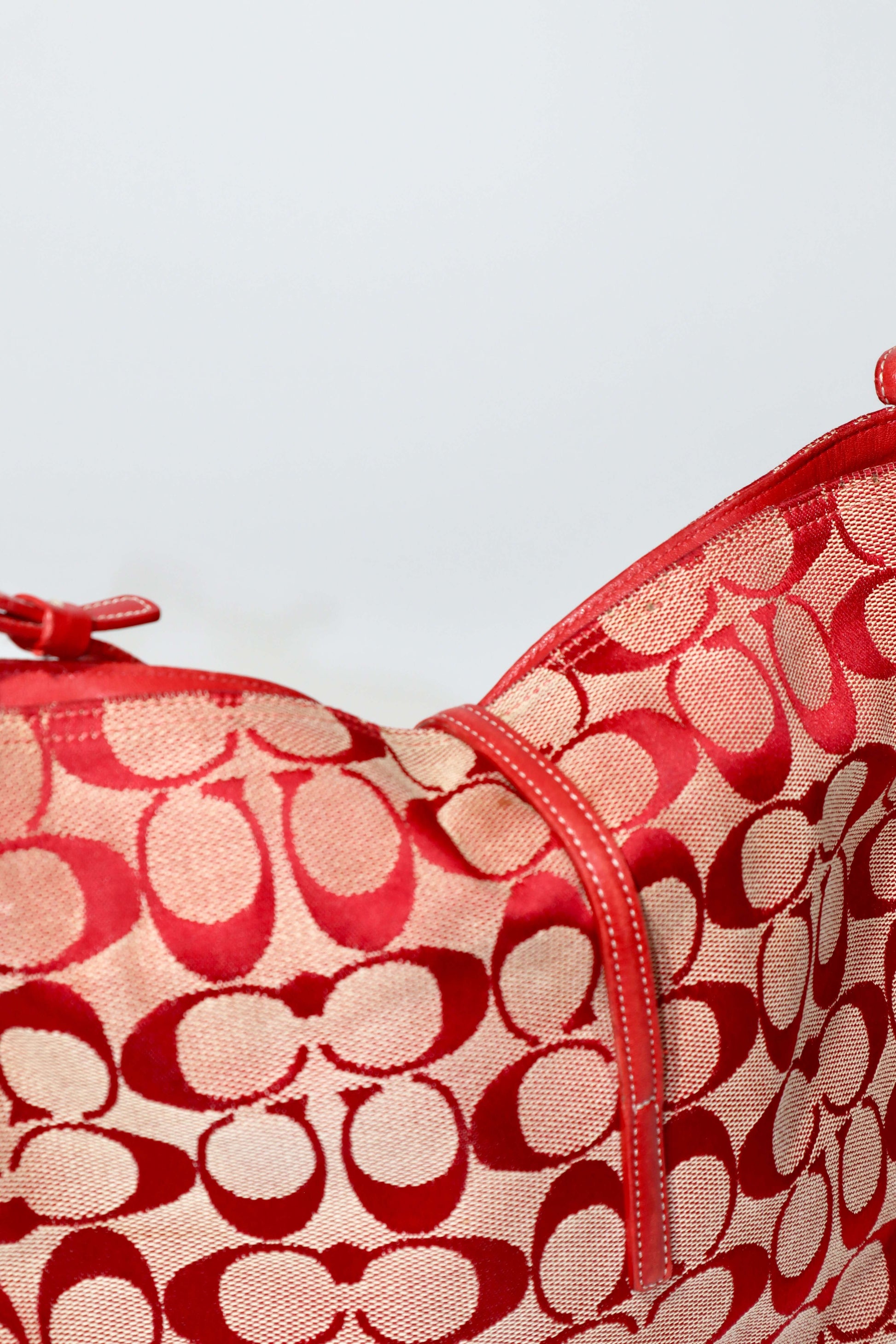 Vintage Coach 2001 Red Clip Tote Shoulder Bag shown from back top