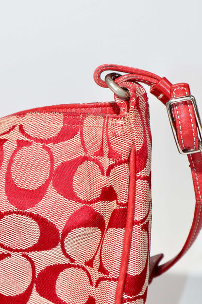 Vintage Coach 2001 Red Clip Tote Shoulder Bag shown from back side