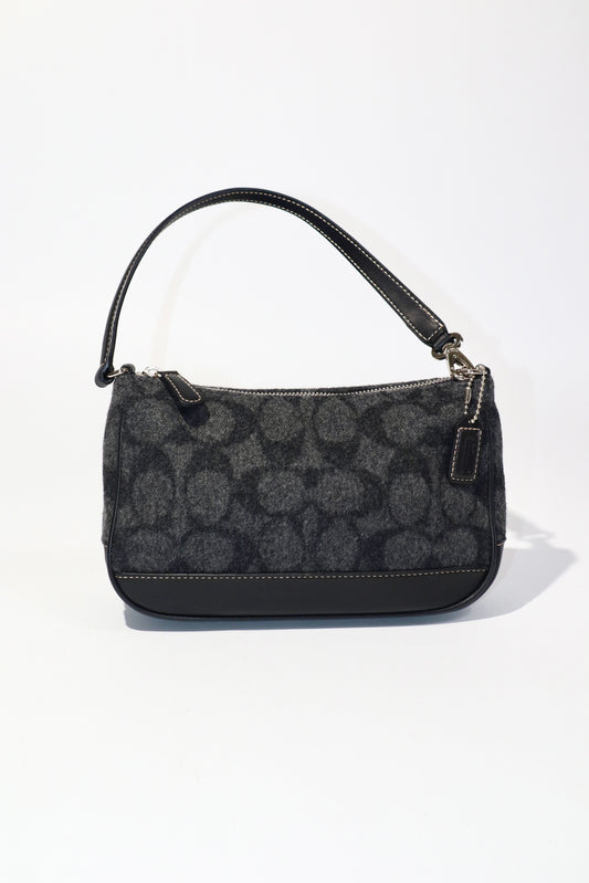 Coach Small Demi Shoulder Bag in Brown Signature Jacquard Wool-Blend