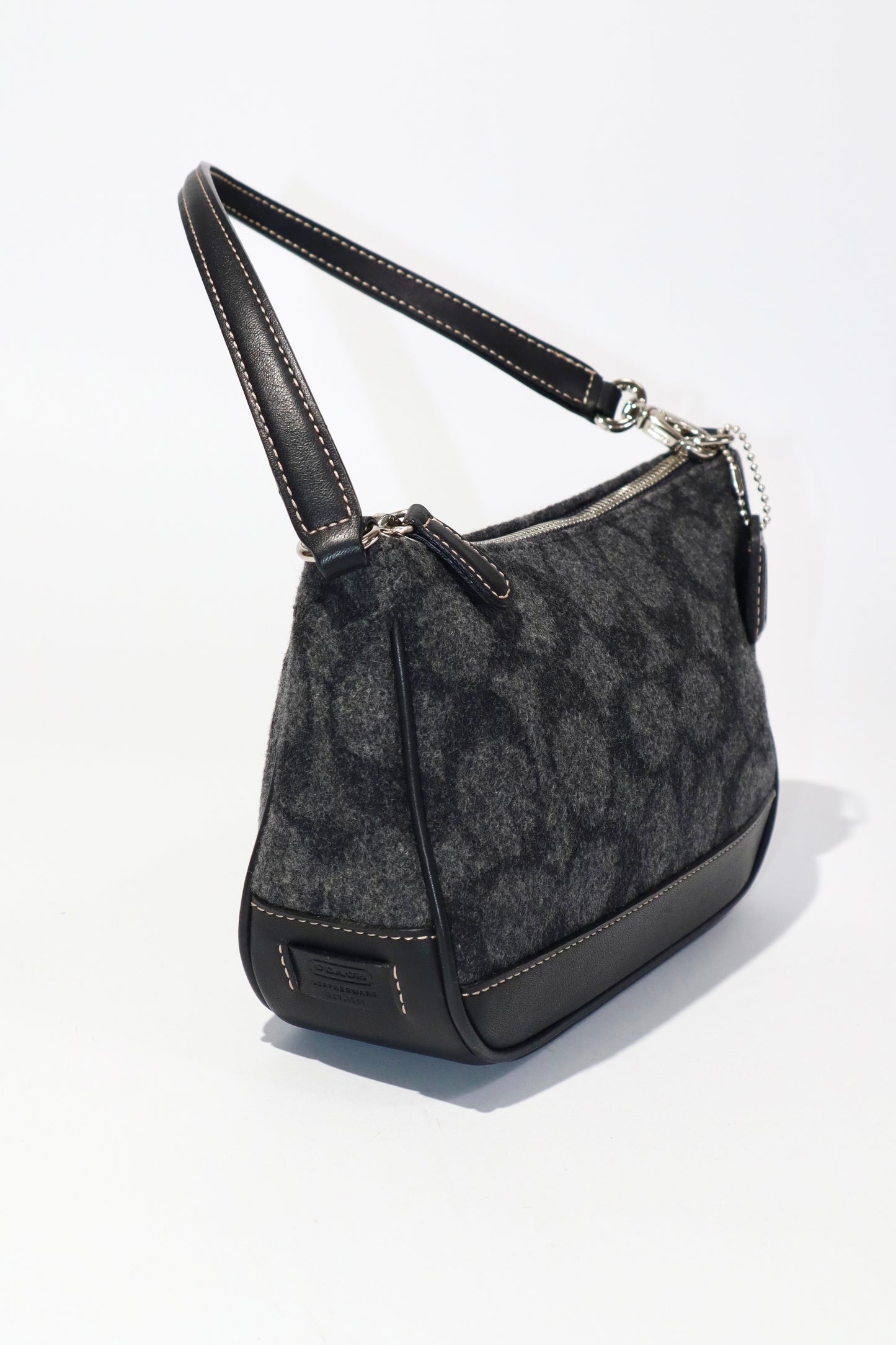 Coach Small Demi Shoulder Bag in Brown Signature Jacquard Wool-Blend