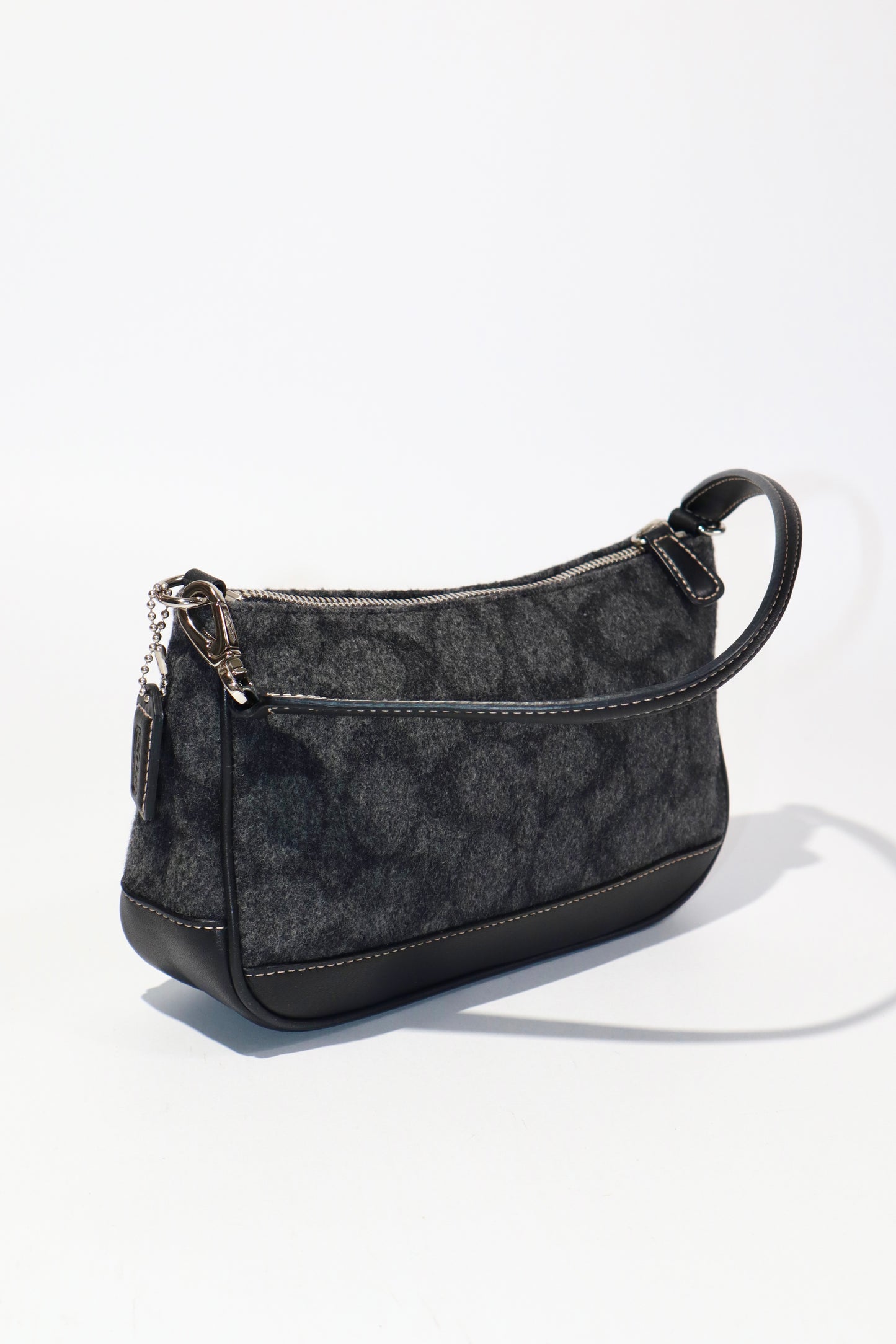 Coach Small Demi Shoulder Bag in Brown Signature Jacquard Wool-Blend
