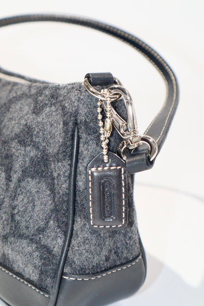 Coach Small Demi Shoulder Bag in Brown Signature Jacquard Wool-Blend