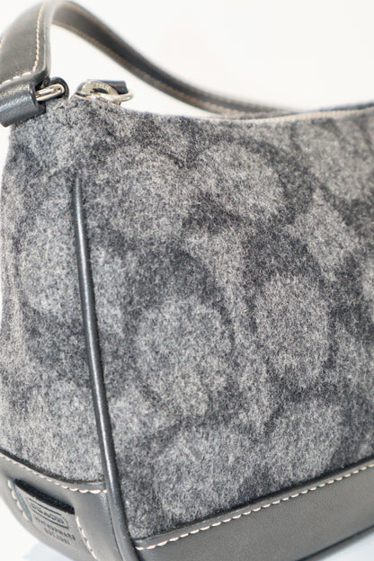 Coach Small Demi Shoulder Bag in Brown Signature Jacquard Wool-Blend