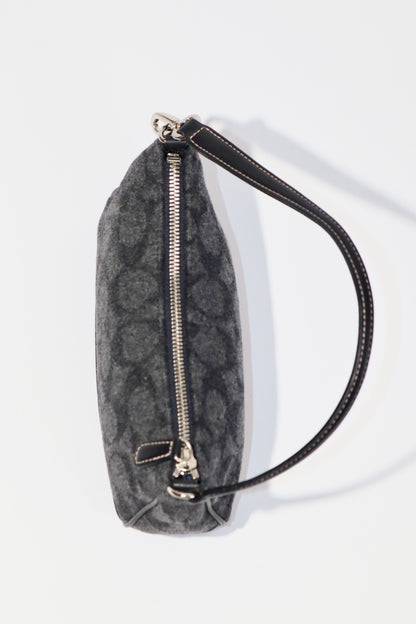 Coach Small Demi Shoulder Bag in Brown Signature Jacquard Wool-Blend