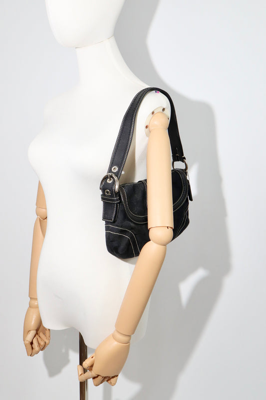 Coach Vintage 2006 Y2K Soho Belt Shoulder Bag in Black Canvas
