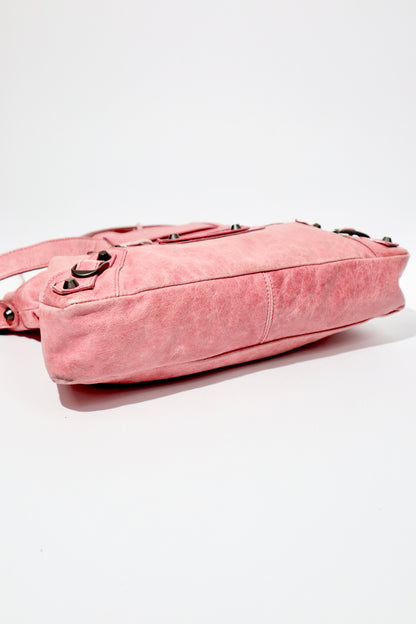Balenciaga The First’ Pink Leather 2-Way Handbag bottom view 