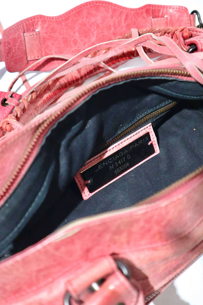 Balenciaga The First’ Pink Leather 2-Way Handbag inside 