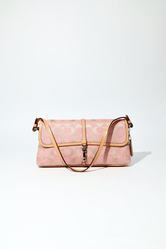 Vintage Coach 2002 Hampton Clip Demi Shoulder Bag in Peach front view 