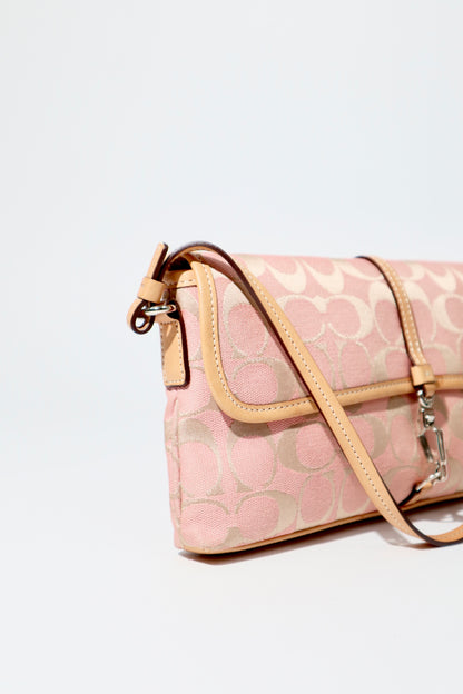 Vintage Coach 2002 Hampton Clip Demi Shoulder Bag in Peach side view 