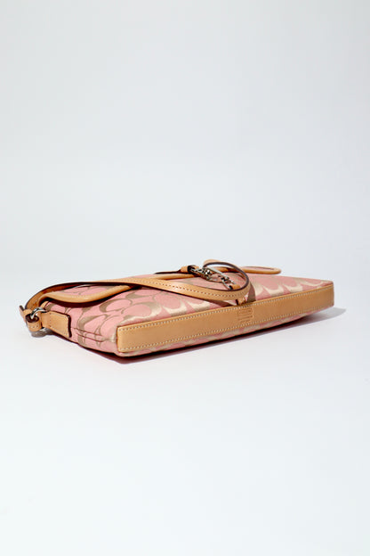 Vintage Coach 2002 Hampton Clip Demi Shoulder Bag in Peach bottom view 