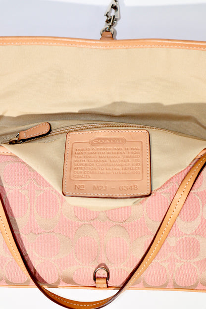 Vintage Coach 2002 Hampton Clip Demi Shoulder Bag in Peach showing serial number
