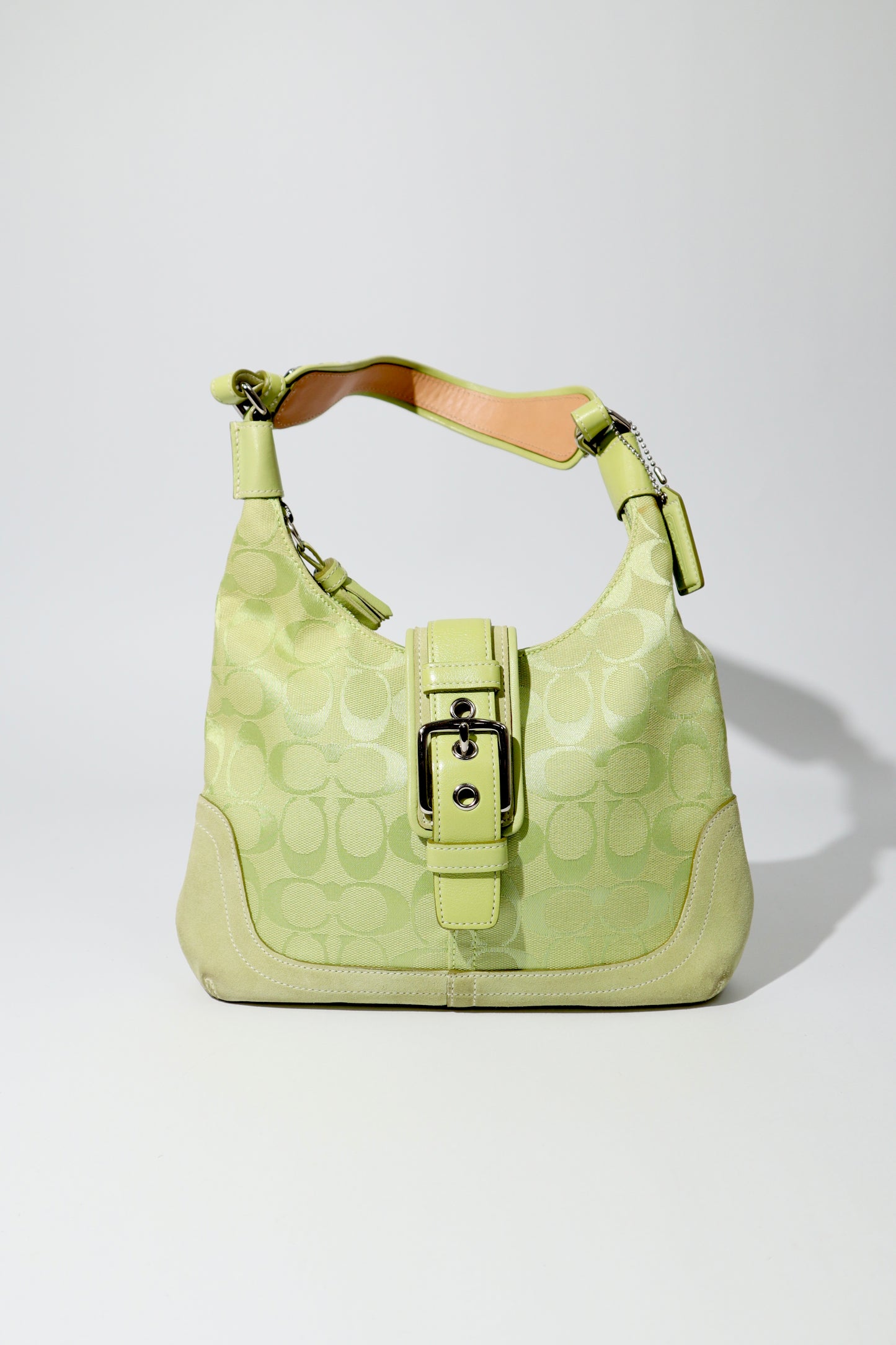 Vintage Coach 2004 Lime Green Hobo Shoulder Bag front view