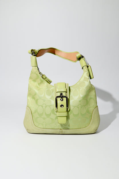 Vintage Coach 2004 Lime Green Hobo Shoulder Bag front view