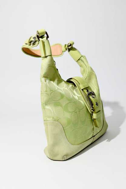 Vintage Coach 2004 Lime Green Hobo Shoulder Bag side view 
