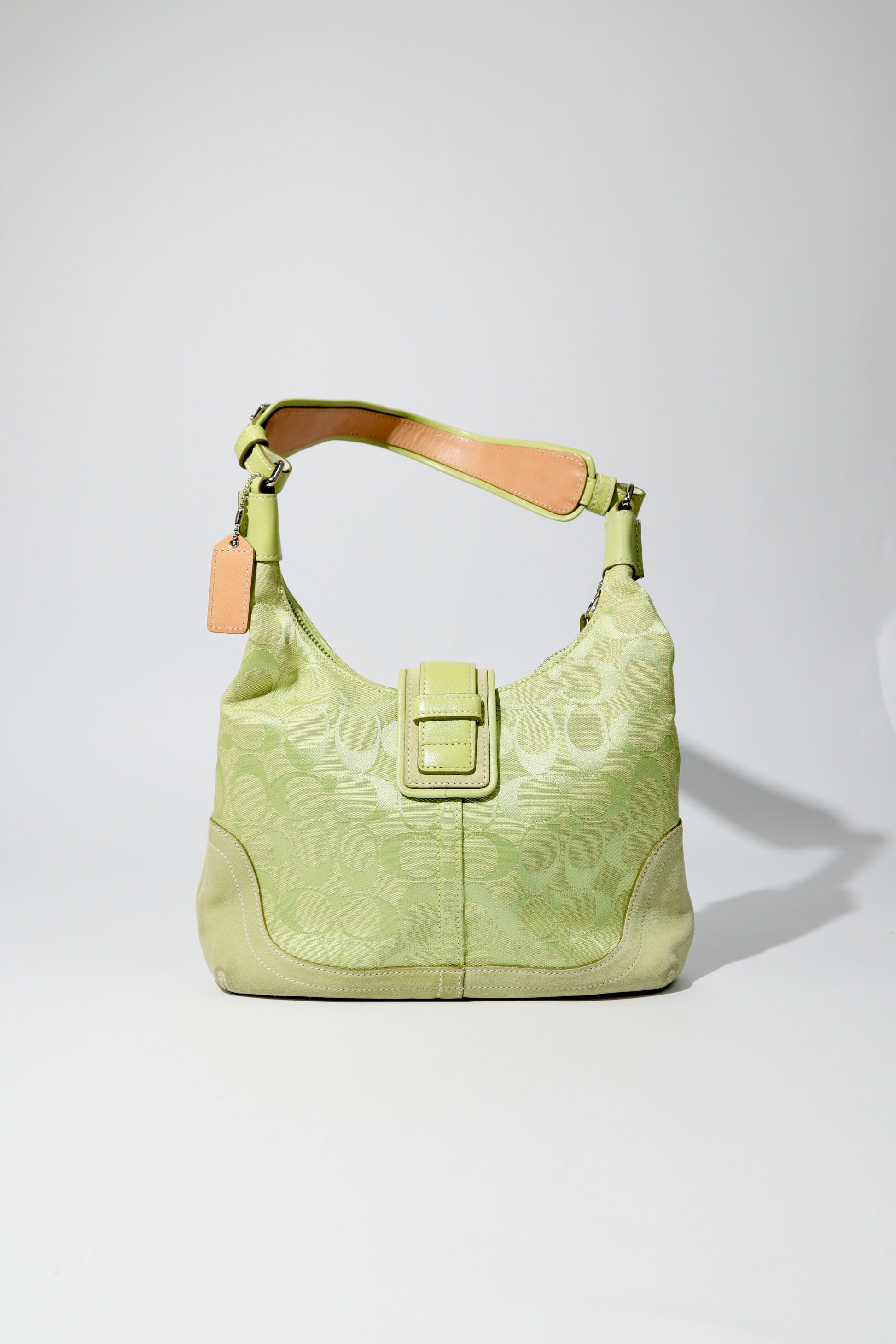 Vintage Coach 2004 Lime Green Hobo Shoulder Bag back view 