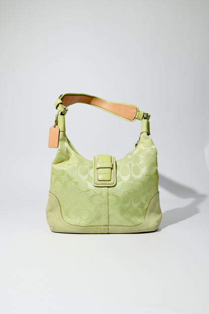 Vintage Coach 2004 Lime Green Hobo Shoulder Bag back view 