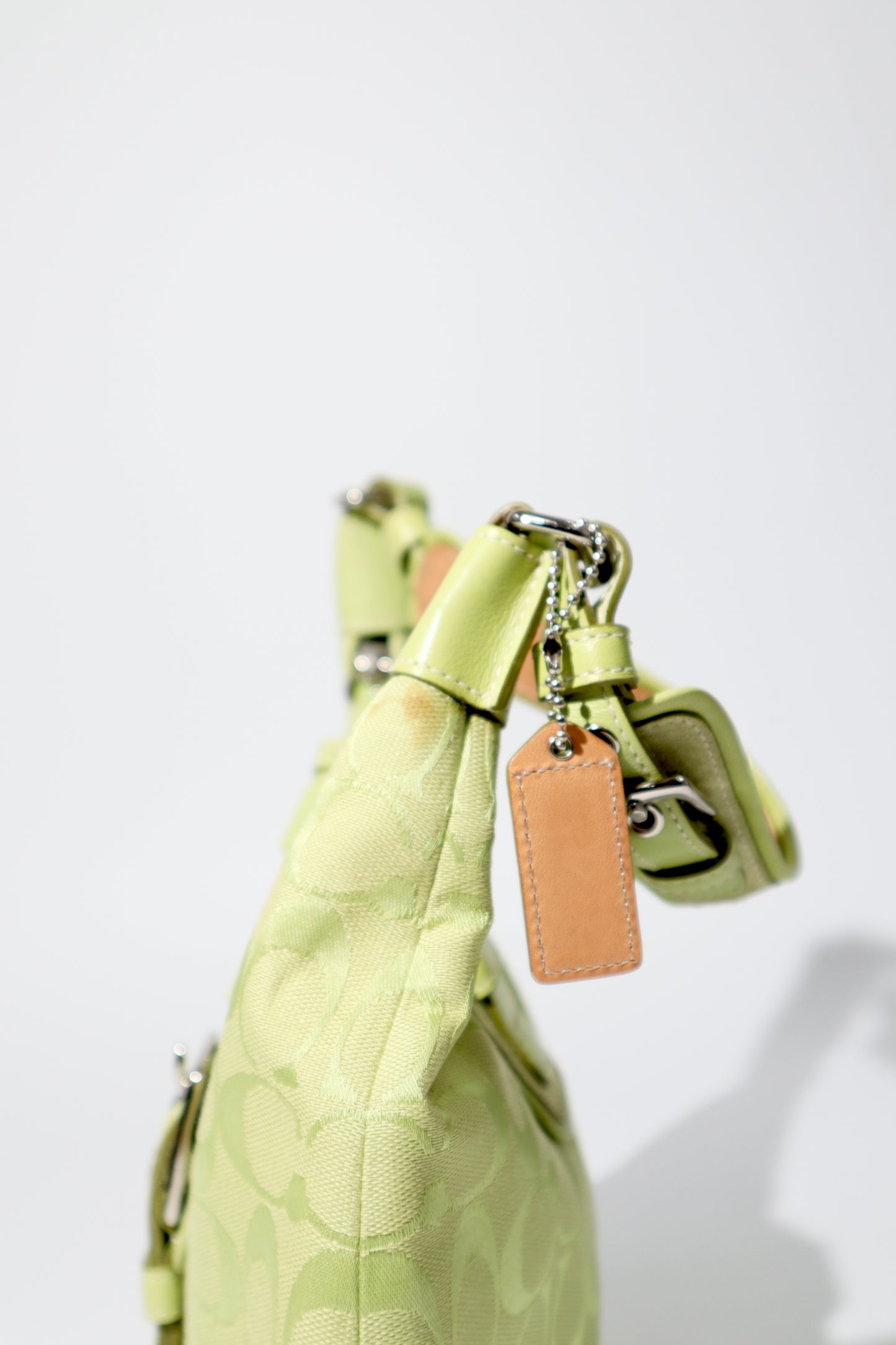 Vintage Coach 2004 Lime Green Hobo Shoulder Bag side view 