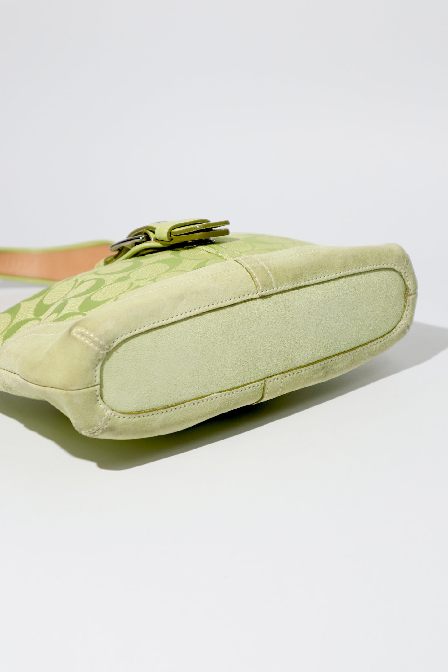 Vintage Coach 2004 Lime Green Hobo Shoulder Bag bottom view 