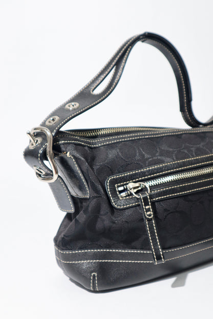 Vintage Coach 2004 Black Canvas Bucket Shoulder Bag side view 