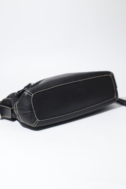 Vintage Coach 2004 Black Canvas Bucket Shoulder Bag bottom view 