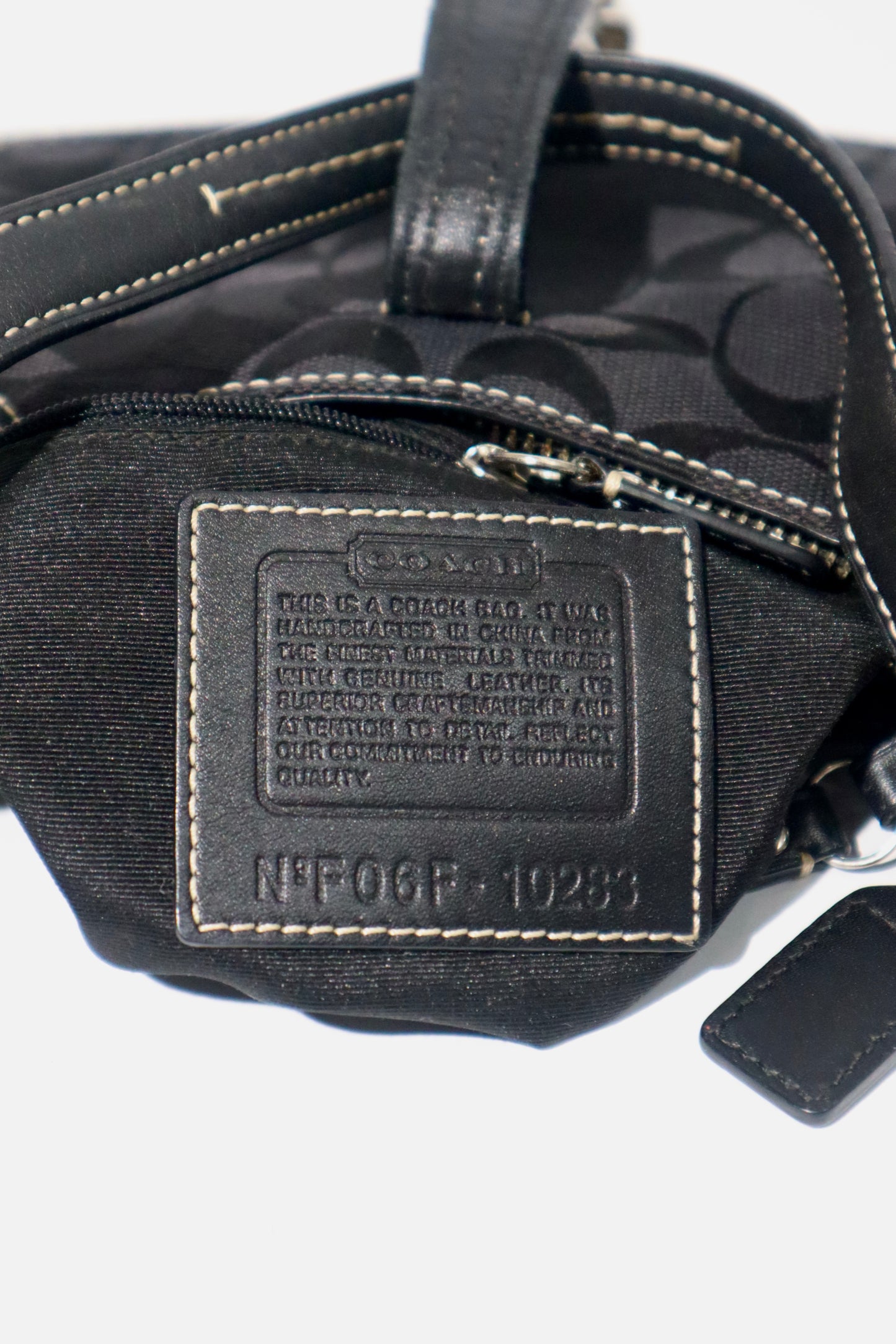 Coach Signature Hampton Black Canvas Shoulder Bag with Silver Horsebit Buckle -10283