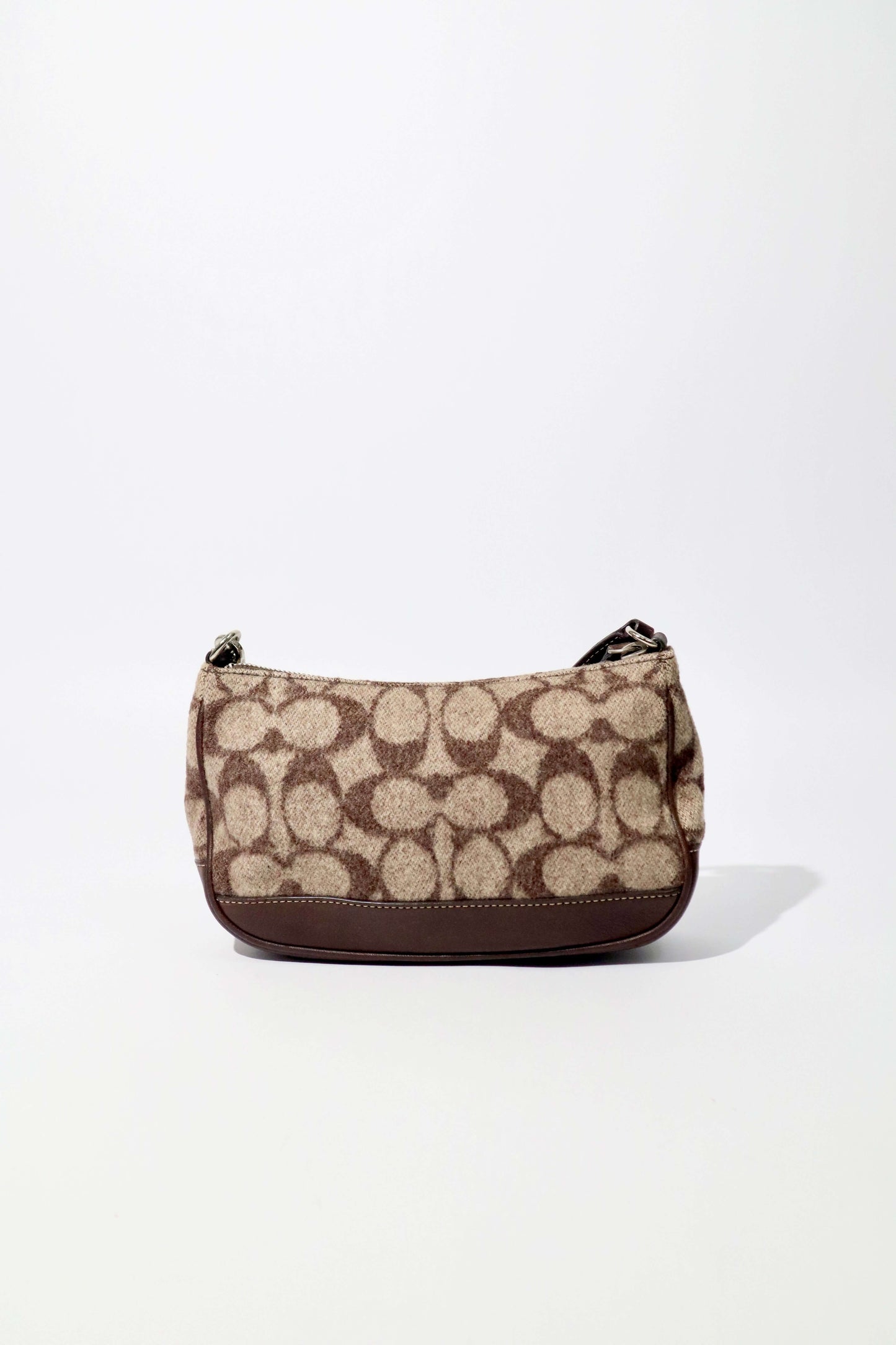 Coach Small Demi Shoulder Bag in Brown Signature Jacquard Wool-Blend