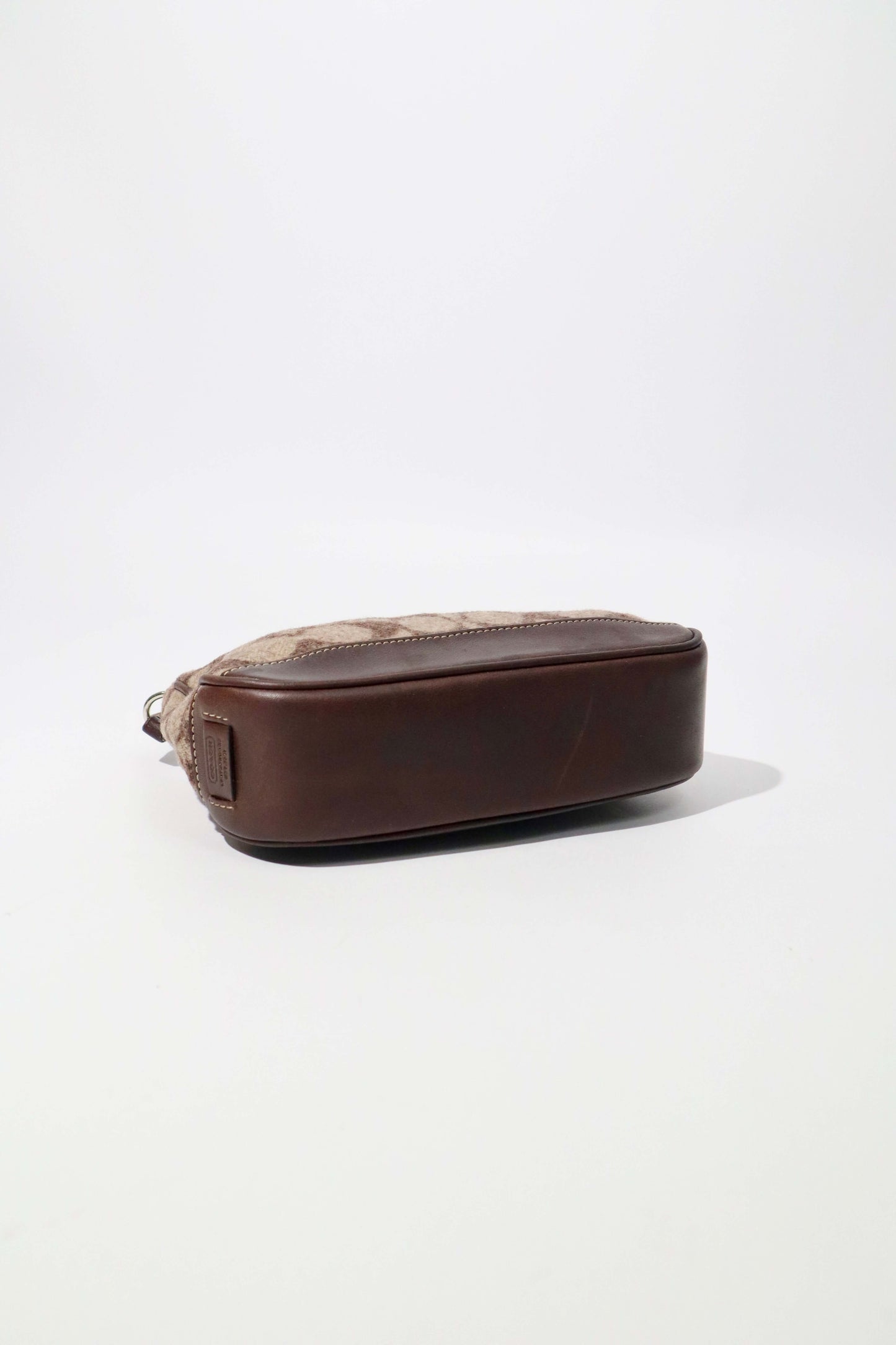 Coach Small Demi Shoulder Bag in Brown Signature Jacquard Wool-Blend