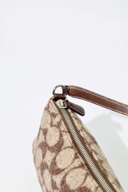 Coach Small Demi Shoulder Bag in Brown Signature Jacquard Wool-Blend