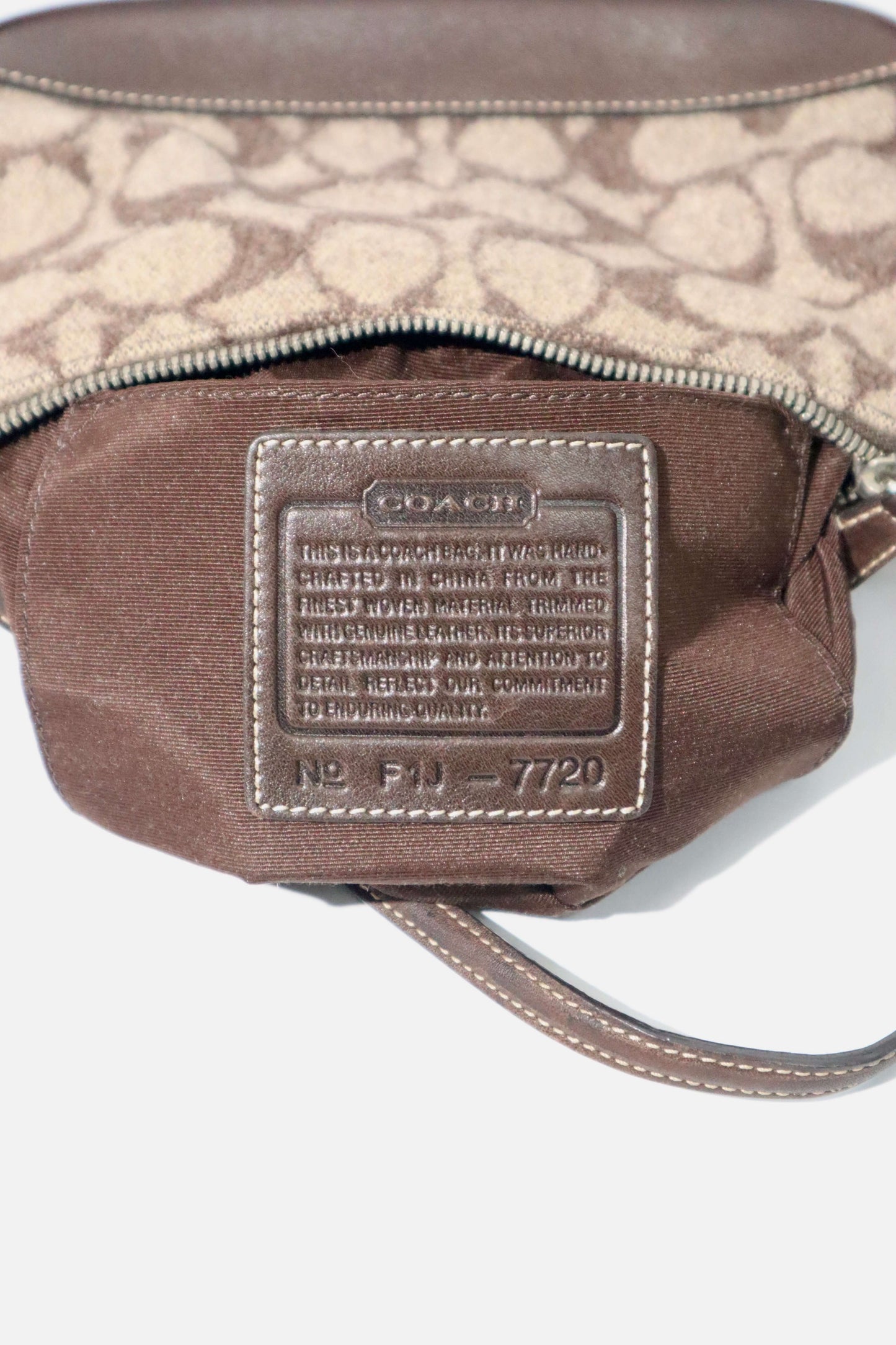 Coach Small Demi Shoulder Bag in Brown Signature Jacquard Wool-Blend