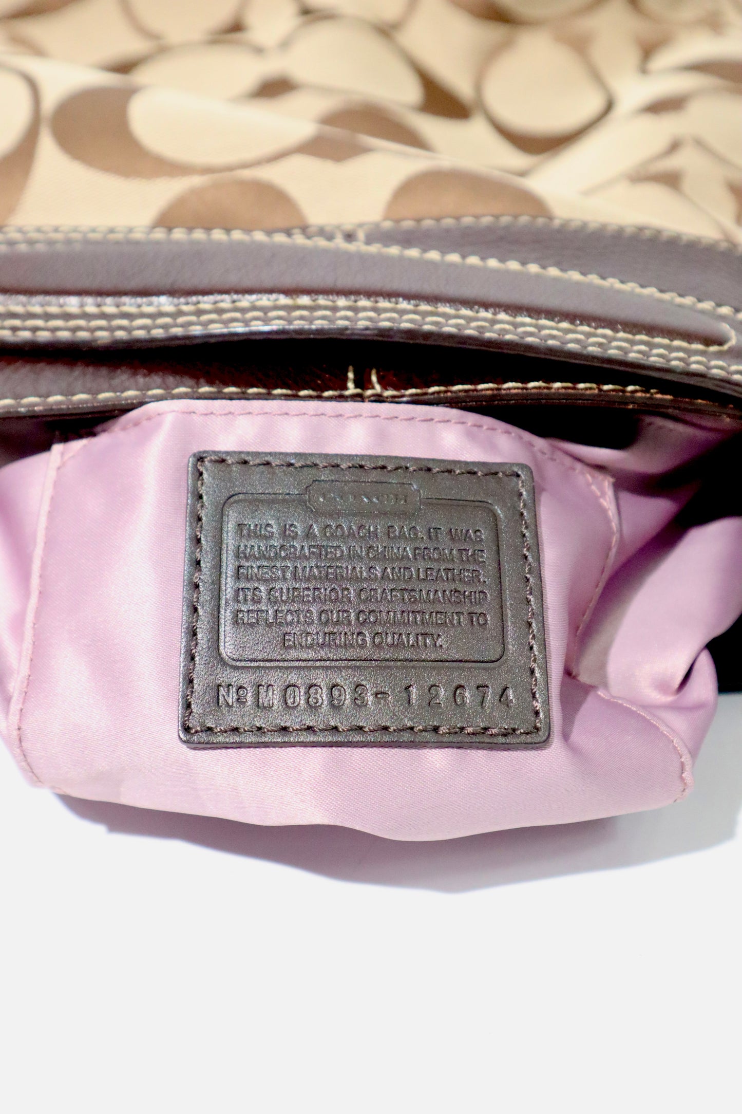 Vintage Coach Zoe Shoulder Bag in Signature Canvas with Brown Leather Trim - 12674
