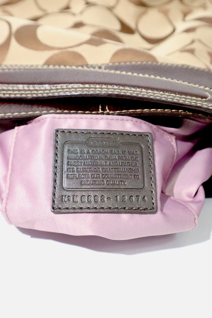 Vintage Coach Zoe Shoulder Bag in Signature Canvas with Brown Leather Trim - 12674