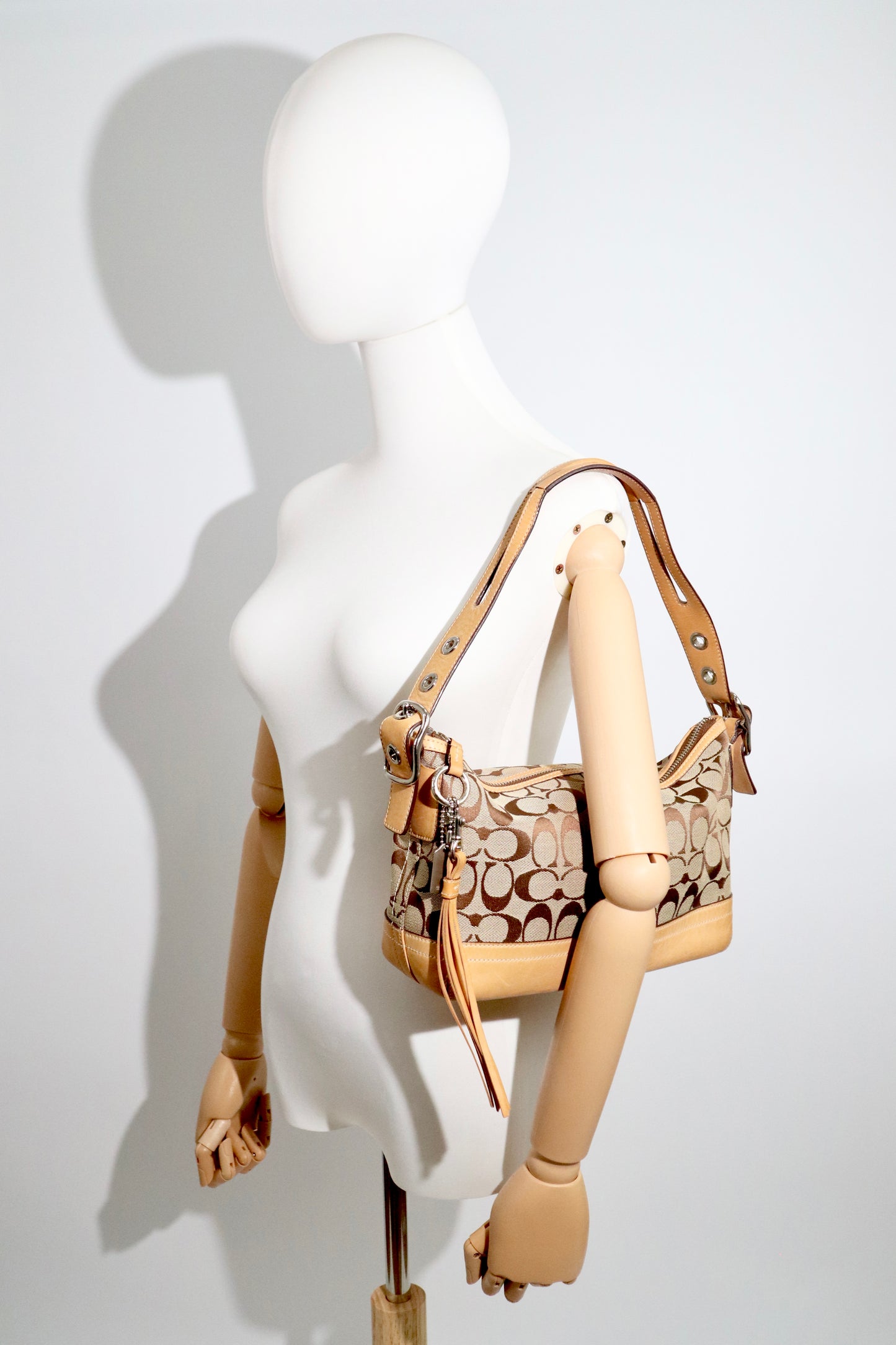 Coach Y2K East West Demi Shoulder Bag in Signature Khaki Canvas