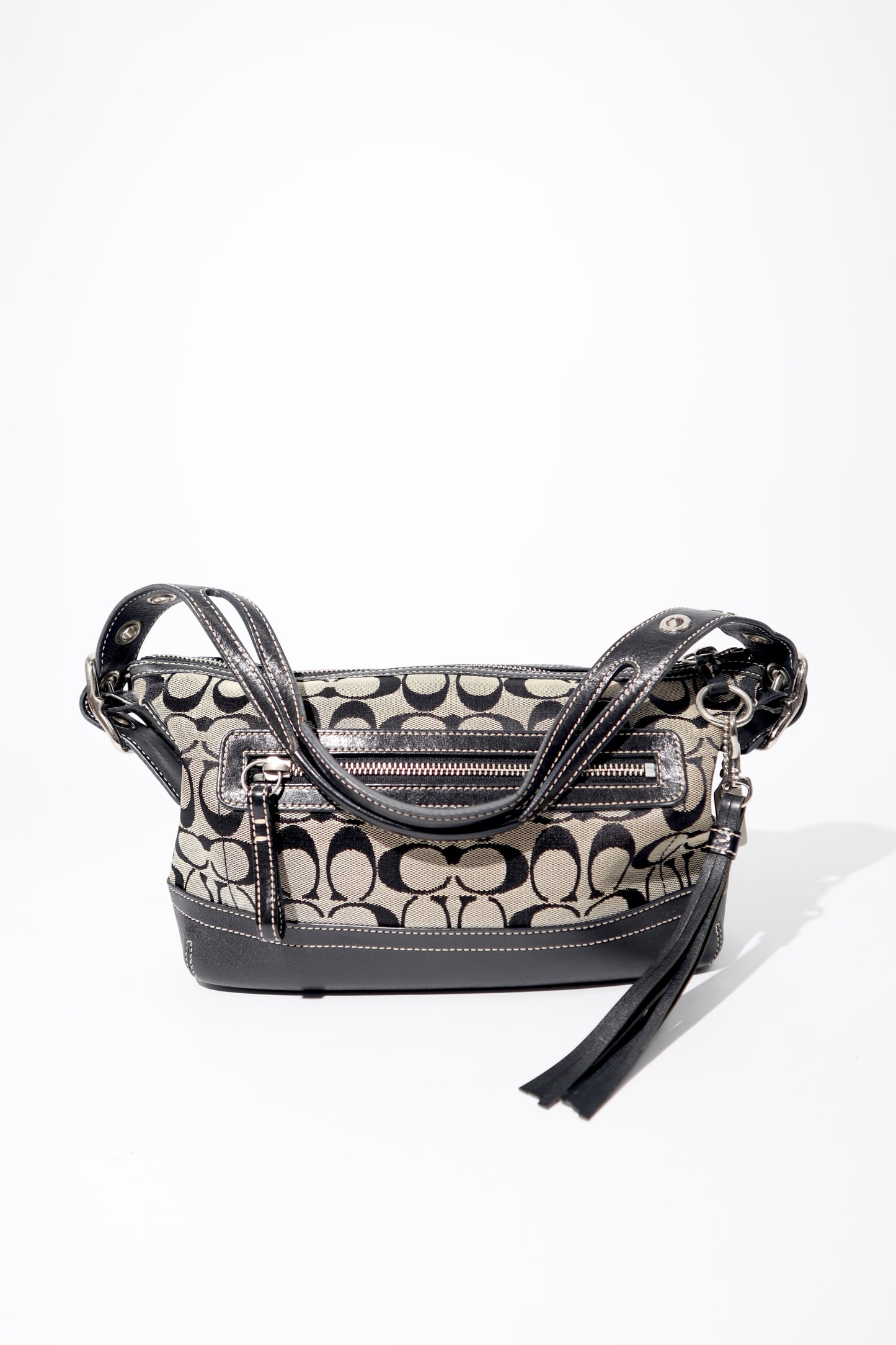 Coach Y2K East West Demi Shoulder Bag in Signature Black/Grey Canvas (9363)