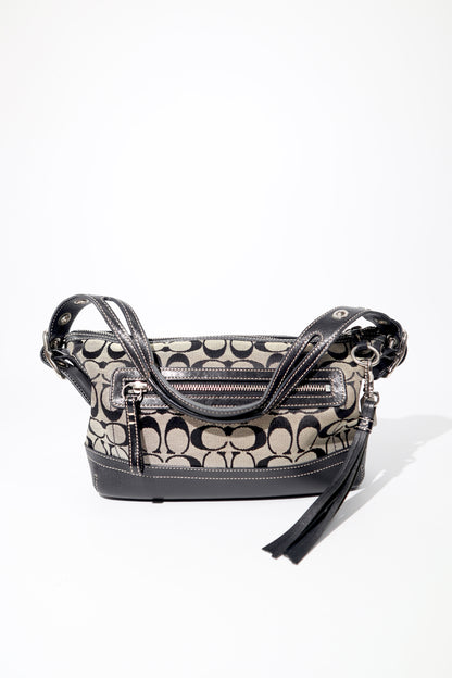 Coach Y2K East West Demi Shoulder Bag in Signature Black/Grey Canvas (9363)