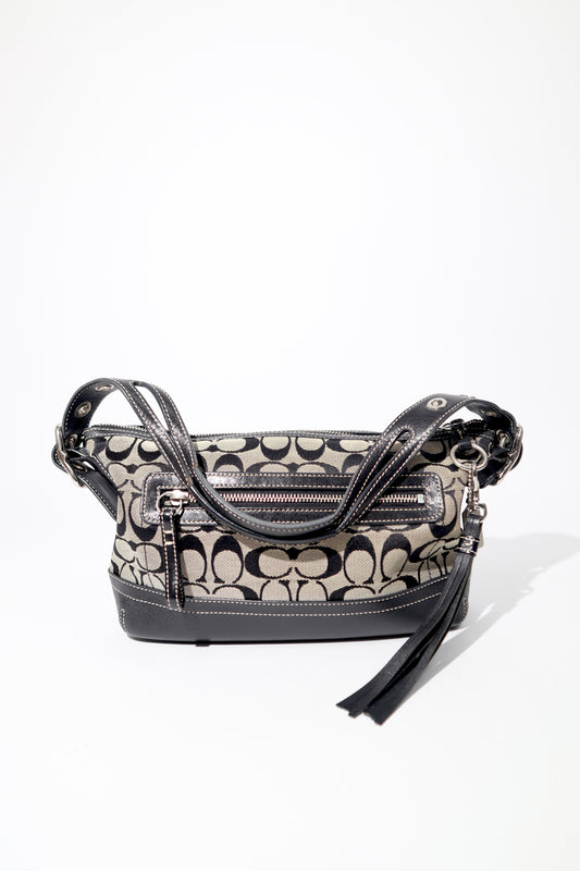 Coach Y2K East West Demi Shoulder Bag in Signature Black/Grey Canvas (9363)