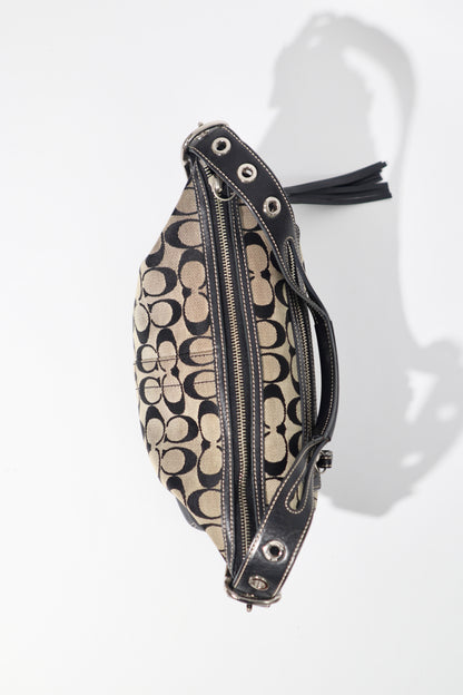 Coach Y2K East West Demi Shoulder Bag in Signature Black/Grey Canvas (9363)