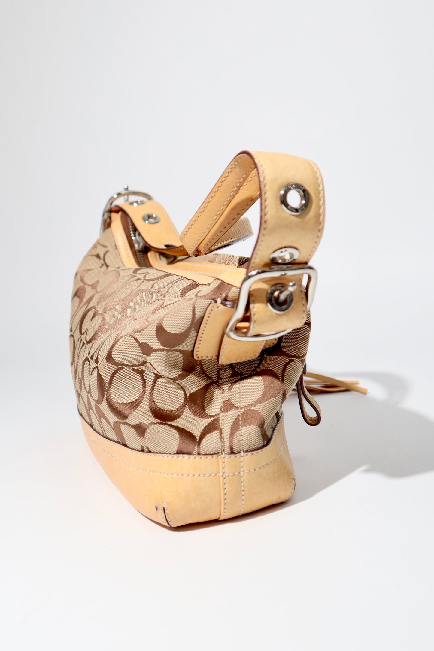 Coach Y2K East West Demi Shoulder Bag in Signature Khaki Canvas
