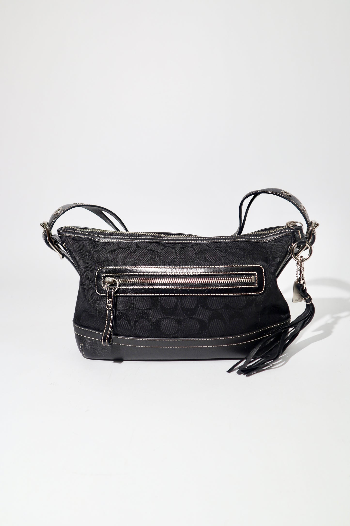 Vintage Coach 2004 Black Canvas Bucket Shoulder Bag (9363)