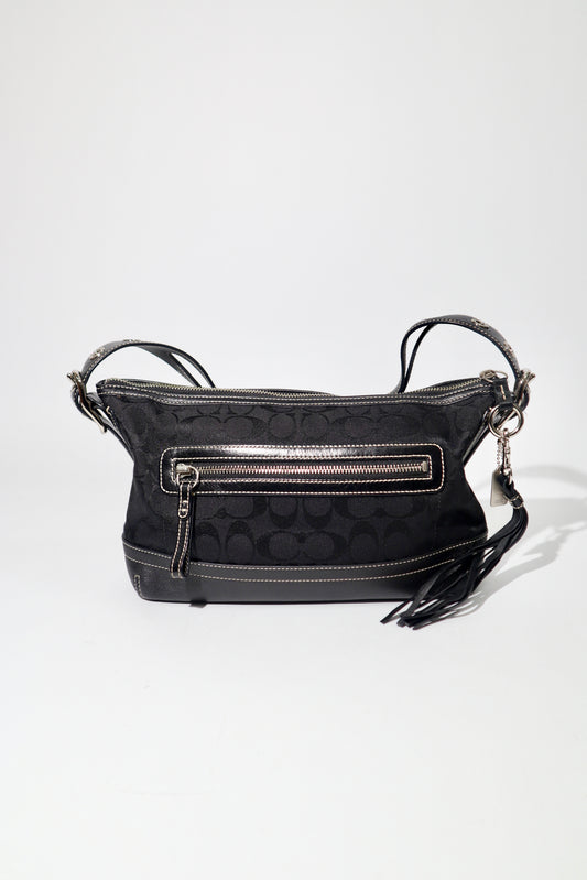 Vintage Coach 2004 Black Canvas Bucket Shoulder Bag (9363)
