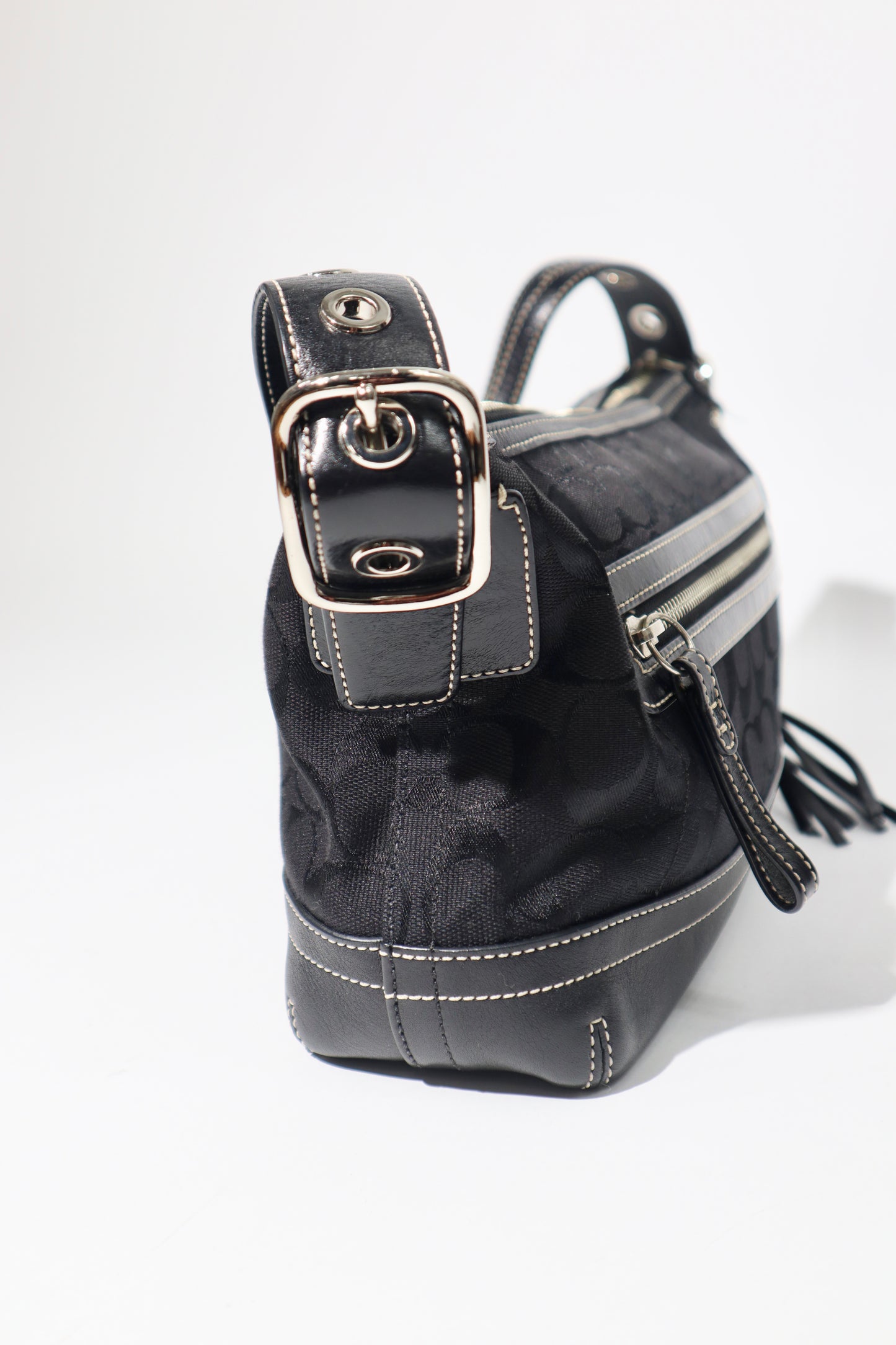Vintage Coach 2004 Black Canvas Bucket Shoulder Bag (9363)