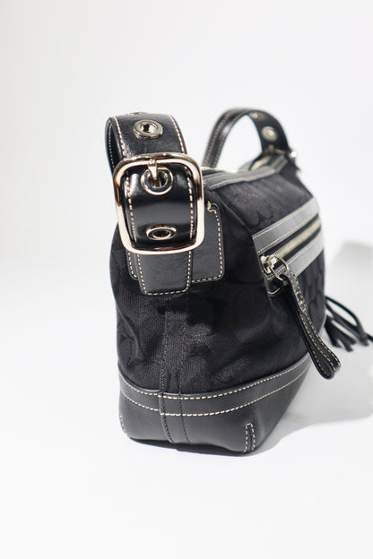 Vintage Coach 2004 Black Canvas Bucket Shoulder Bag (9363)