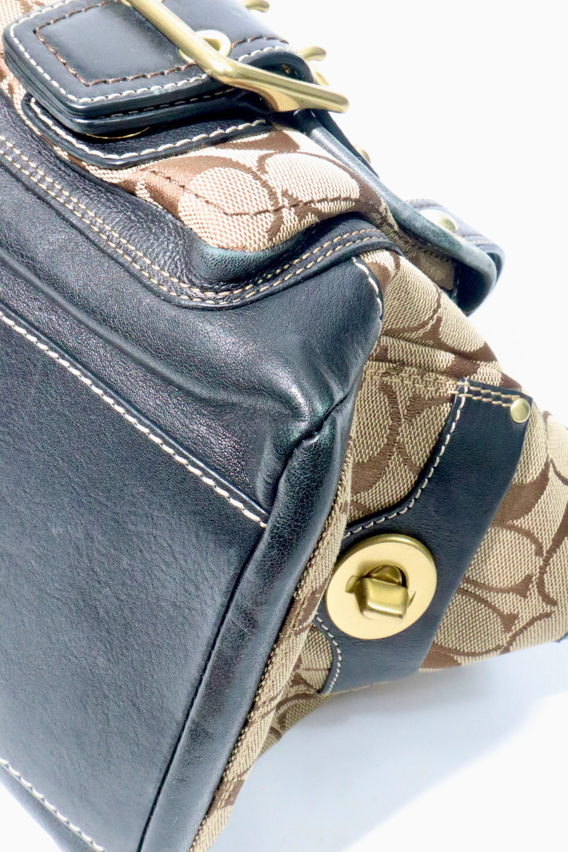 Coach Brown Signature 65th Anniversary Legacy Turnlock Rare - Girl Seazon