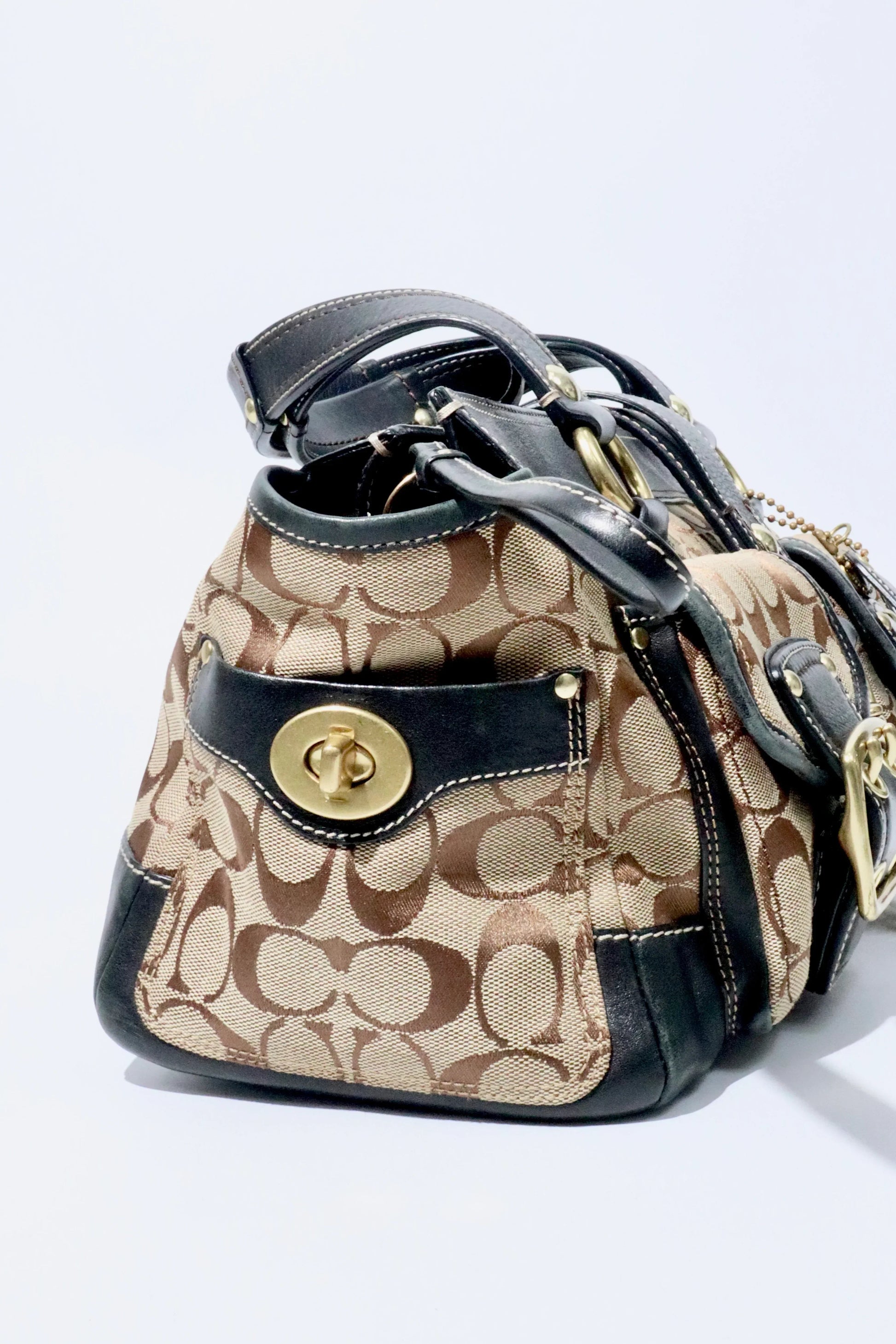 Coach Brown Signature 65th Anniversary Legacy Turnlock Rare - Girl Seazon